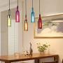 Moderner Pendelleuchte, E26 Weinflaschen Deckenleuchte, Bar-Kronleuchter mit dekorativem, farbigem Glasdiffusor, Hängeleuchte für Kücheninsel, Wohnzimmer, Esszimmer, Restaurant, Innenbereich (Blau)