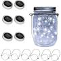 8 Modes Solar Umbrella Lights + 6 Pack 30 LEDs Solar Mason Jar Lights Cool White.