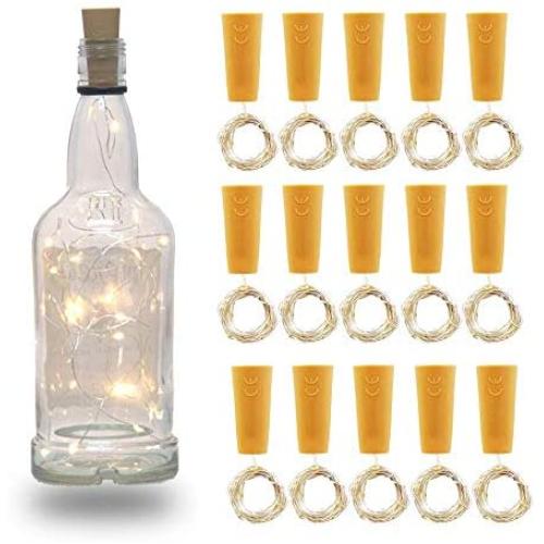 ''N/A'' Wine Bottle Lights with Cork Fairy String Lights for Wedding Party DIY Christmas Halloween Bar Decor 15 Pack