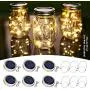 30 LED Solar Mason Jar Deckel-Leuchten, 6er Pack Wasserdichte Sterne- und Laternen-Fairy-Leuchten mit 6 Hängern, Ideal für Mason Jar Dekoration, Patio Hochzeit Weihnachten Party Innen/Außen (Warmweiß)
