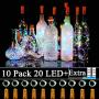 10er Pack Weinvorratsleuchten mit Korken – 20 LED-Fadenscheinleuchten mit Kupferdraht, für Garten, Terrasse, Wegbeleuchtung, Outdoor, DIY, Party, Hochzeit (10, farbig-stabil)
