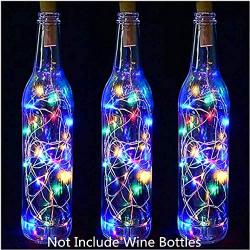 LiyuanQ 10 Pack 20 LED Wine Bottle Cork Lights Copper Wire String Lights, 2M/7.2FT Battery Operated Wine Bottle Fairy Lights Bottle DIY, Christmas, Wedding Party Décor Multicolor (Bottle not Included)