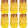 Solar Mason Jar Lights,6 Pack 30 Led Fairy Hanging Jar Lights,Solar Lanterns for Outdoor Patio Party Garden Wedding Decor Lights(Mason Jars/Handles Included)