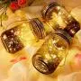 Solar Mason Jar Lights - 3 Pack 30 LED Starry Fairy String Solar Garden Hanging Lights Waterproof Indoor/Outdoor Decorative Lights for Courtyard Wedding Party Christmas (Warm White)