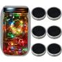 6-Pack Wide Mouth Solar-Powered Mason Jar Lights Waterproof(Jar & Handle Not Included),20 Bulbs 5 Colors Flashing Jar Hanging Light,Solar Fairy Firefly Lights Lids Insert Fit for Wide Mouth Jars