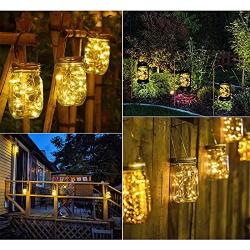 Warm White Solar Mason Jar Lights Outdoor Decor Waterproof, 4 Pack LED Wide Mouth Mason Jar Fairy Lights Solar Powered (Excluding Jars) for Outdoor/Indoor Patio Garden Wedding Table Top Decorations