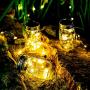 Starry Love Solar Mason Jar Lid Light Outdoor Waterproof，Warm White 2Pack,30 LED String Fairy Star Firefly Jar Lid Lights,Including 2 Hangers (Excluding Jars),for Terrace Garden Decoration