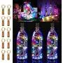 LiyuanQ 10er Pack 20 LED Wein Korkleuchten Kupferdraht Lichterkette, 2M/7.2FT Akkubetriebene Lichterkette für Weinflaschen, DIY, Weihnachtsfeier, Hochzeit Dekoration, Multicolor (Flasche nicht enthalten)