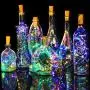 LED Laternen Set – 12 Weinflaschen Lichter mit Korken, 20 LED + 12 Ersatzbatterien, LED-Feenlicht Set, Batteriebetrieben, DIY für Raum, Party, Weihnachten, Halloween, Hochzeit, Geburtstag, Dinner, Bar Dekor – Bunt