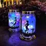 Guirlande Lumineuse de Fée en Mason Jar - 4 Pièces, Décorations Extérieures pour Jardin, Patio, Lawn - Cadeau d'Extérieur avec Piquet en Verre Froissé.