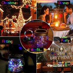 KZOBYD 8 Pack Solar Mason Jar Lid String Lights with 8 Handles,10 LED Fairy Starry Firefly Lights Kit Hanging for Outdoor Indoor Patio Wedding Decor(Jars Not Included) (Colorful)