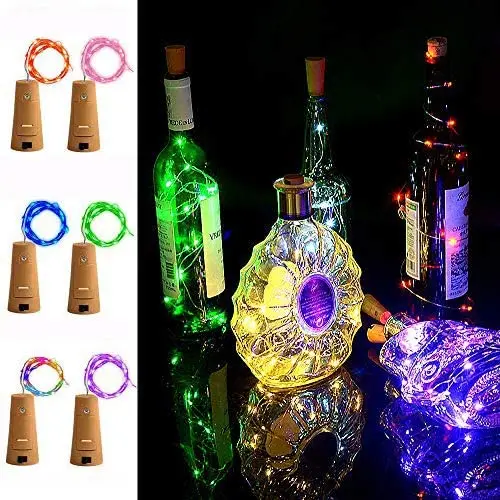 ANYOYO Korken-Lichter 6 Farben 20 LEDs Kupferdraht Weinflasche Mini Laternenkette Batteriebetriebene Sterne Lichter Geschenk für Thanksgiving Weihnachten DIY Hochzeit Party Indoor Outdoor