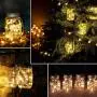 Solarleuchten für Mason Gläser, 4er-Set, Außenleuchten mit 20 LEDs, Warmweiß, für Balkon-Dekoration, Tischdekoration, Solarleuchten, Silberdraht