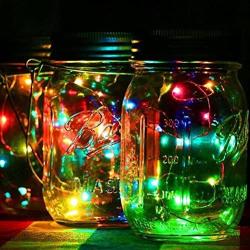 Solar Mason Jar Lights, Solar Fairy Lights Solar Lids Jar Light, Mason Jar Lantern for Garden, 1Pcs Green