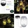 Solar String Lights mit Mason Jar Deckel, Warme Weiß, 6er Pack, 20 LED, Wasserdicht, Hänge-Fairy-Sternbeleuchtung für Standard-Mason-Jars, für Patio, Hochzeit, Laternen, Tischdeko (Warme Weiß)