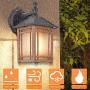 1-Light Outdoor Exterior Waterproof Wall Lantern on Diecast Aluminum with Art Glass,Dark Wood Grain Porch Lights, Exterior Wall Sconce Lighting, Anti-Rust Wall Lamp