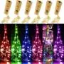 ANYOYO Korken-Lichter 6 Farben 20 LEDs Kupferdraht Weinflasche Mini Laternenkette Batteriebetriebene Sterne Lichter Geschenk für Thanksgiving Weihnachten DIY Hochzeit Party Indoor Outdoor