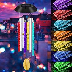 Solar Wind Chimes Lights Outdoor, Auto Color Changing Solar Powered Wind Chimes,Energy Saving,Rustproof & Waterproof Decorative Hanging WindChimes, Romantic Home Garden Gift for Birthdays,Mothers’ Day