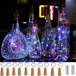 XingTong Wine Bottle Lights with Cork 10 Pack 12 Replacement Battery Operated LED with Timing Function Silver Copper Wire Fairy String Lights for Party Wedding Halloween Christmas Decor (Four Colors)