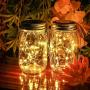 Starry Love Solar Mason Jar Lid Light Outdoor Waterproof，Warm White 2Pack,30 LED String Fairy Star Firefly Jar Lid Lights,Including 2 Hangers (Excluding Jars),for Terrace Garden Decoration