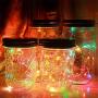 6-Pack Wide Mouth Solar-Powered Mason Jar Lights Waterproof(Jar & Handle Not Included),20 Bulbs 5 Colors Flashing Jar Hanging Light,Solar Fairy Firefly Lights Lids Insert Fit for Wide Mouth Jars