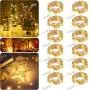 Guirlande Lumineuse LED 12 Pièces, Alimentée par Batterie, 6,9m 20 LEDs, Fil Cuivre Argent Waterproof, Guirlande Étoiles Luciole Flexible pour Chambre Mariage Fête Bocal (Blanc Chaud)