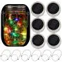 Guirlande Lumineuse Solarée en Mason Jars, 6 LED (6 Suspensions Inclus/Pas de Mason Jar), 5 Couleurs, Lanternes Suspendues Étanches pour Jardin, Patio, Adaptées aux Mason Jars Réguliers Guirlande Lumineuse Solarée en Mason Jars, 6 LED (6 Suspensions Inclus/Pas de Mason Jar), 5 Couleurs, Lanternes Suspendues Étanches pour Jardin, Patio, Adaptées aux Mason Jars Réguliers