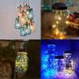 6 Pack Mason Jar Lights, 20 LED Solar Warm White Fairy String Lights Lids Insert for Garden Deck Patio Party Wedding Christmas Decorative Lighting Fit for Regular Mouth Jars